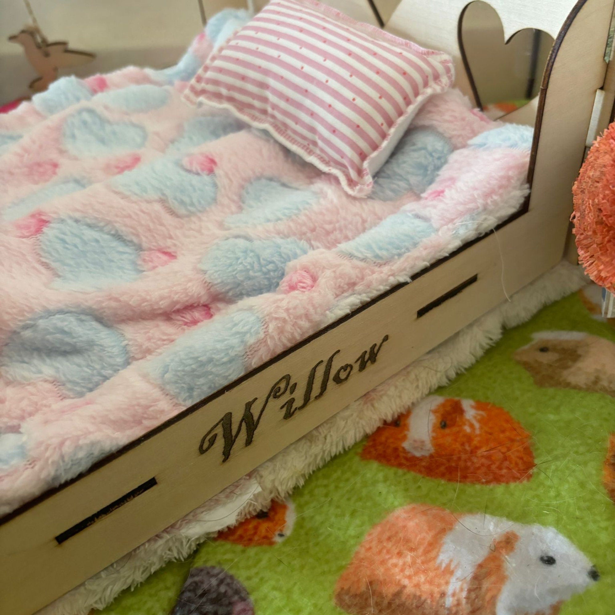 Small Animal Bed suitable for Guinea Pigs and Rabbits,  This Bed is personalised with your small animal's name on the side of the bed.
