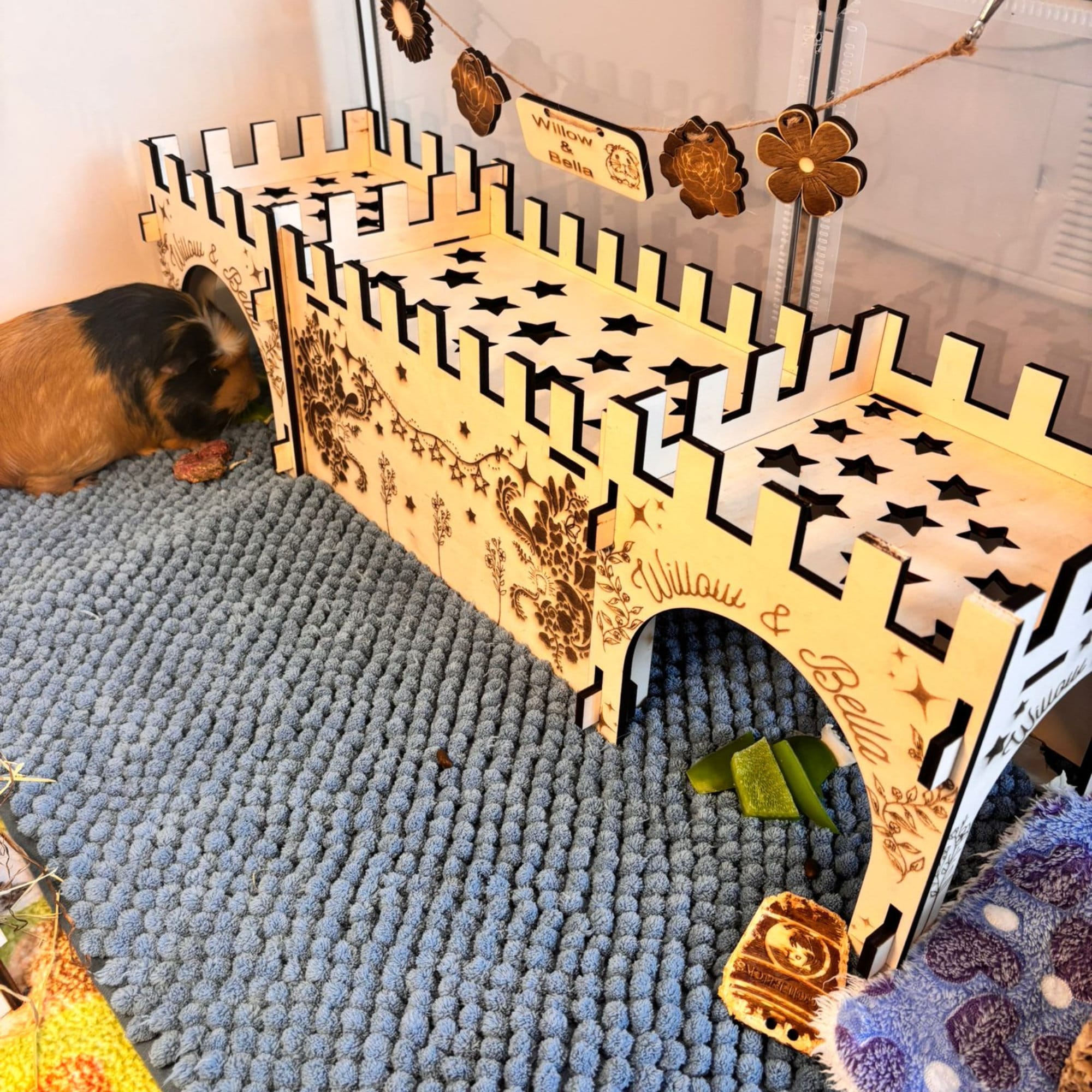 Guinea Pig Low Castle Kit - Formaldehyde Free, Non Toxic, This Castle is personalised with your Animal name on the Front and side.