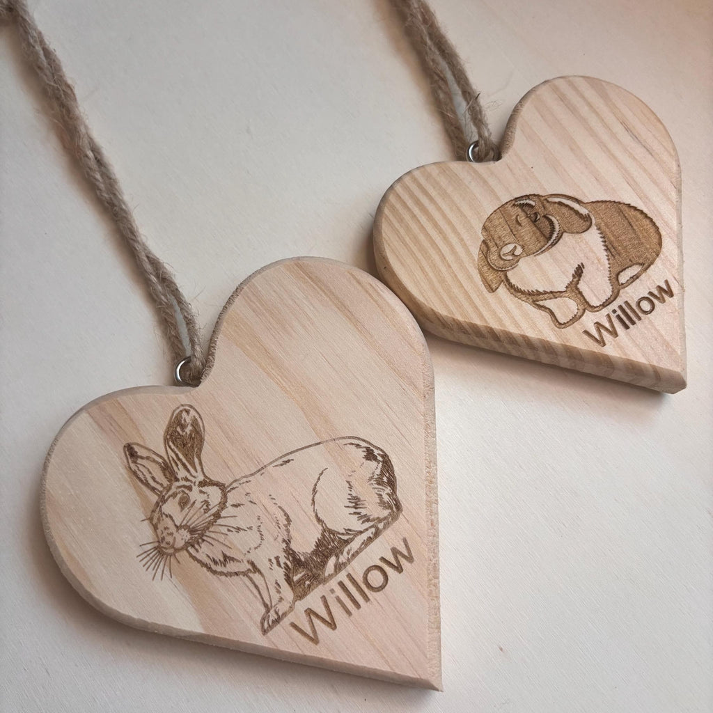 Personalised Pet Name Sign Plaque Rabbit Heart Wooden Sign Gift