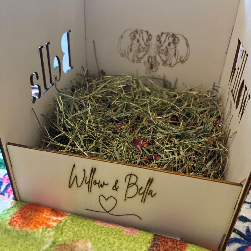 Small Animal Hay Feeder suitable for Guinea Pigs,  This hay feeder is personalised with your guinea pig's name on the side and front.