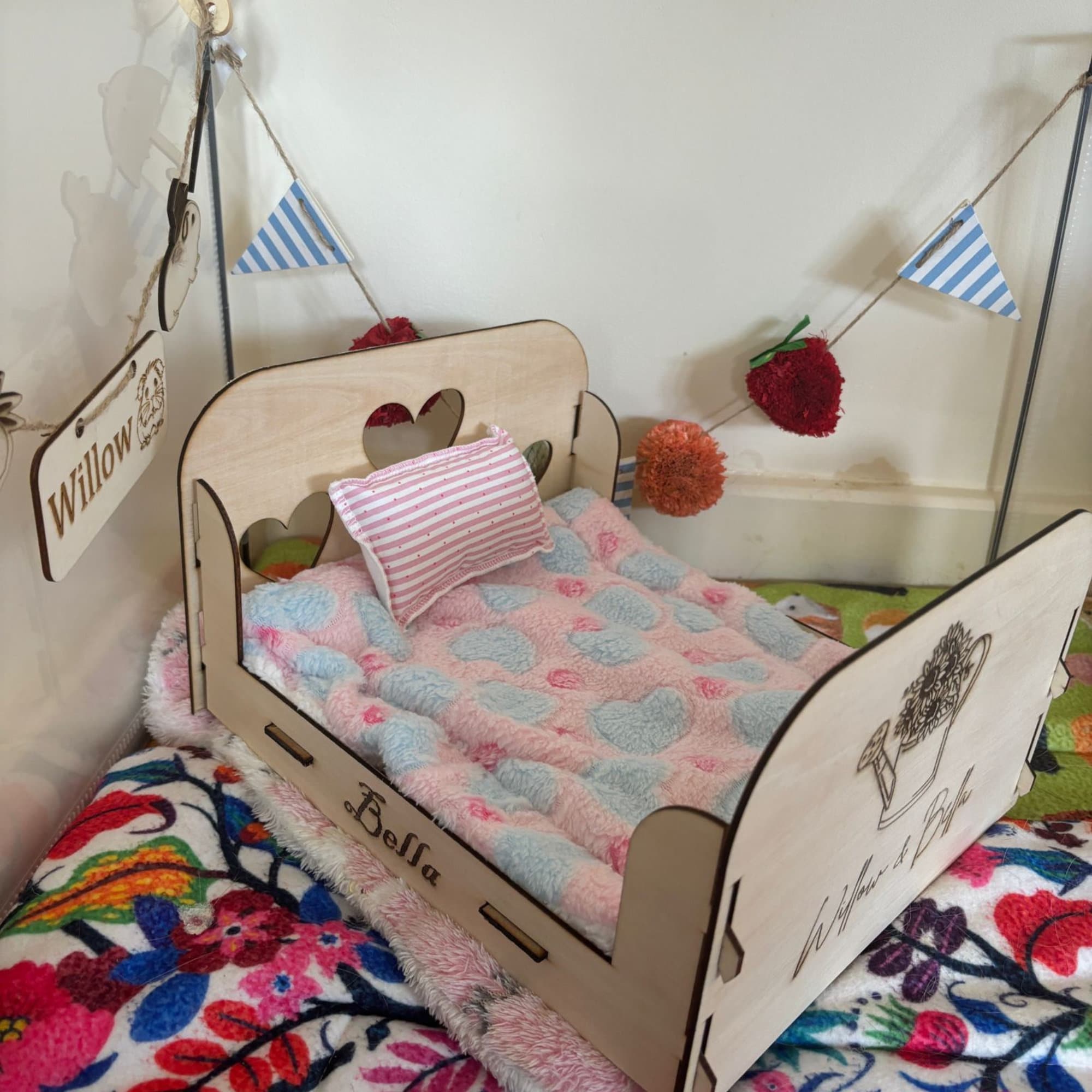 Small Animal Bed suitable for Guinea Pigs and Rabbits,  This Bed is personalised with your small animal's name on the side of the bed.