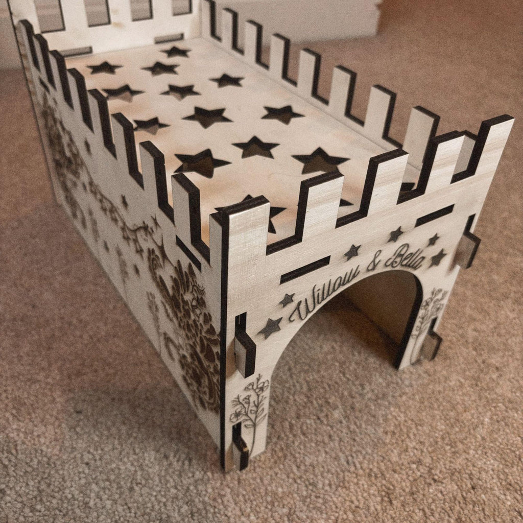 Guinea Pig Low Castle Kit Tunnel - Formaldehyde Free, Non Toxic, This Castle is personalised with your Animal name on the Front and side.