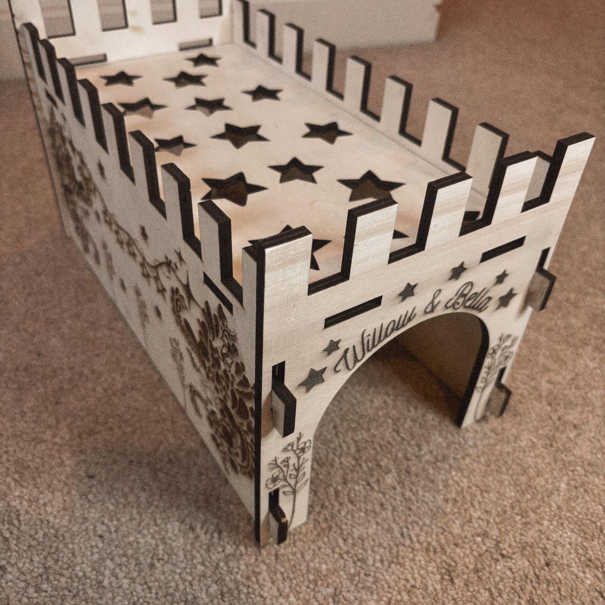 Guinea Pig Low Castle Kit Tunnel - Formaldehyde Free, Non Toxic, This Castle is personalised with your Animal name on the Front and side.