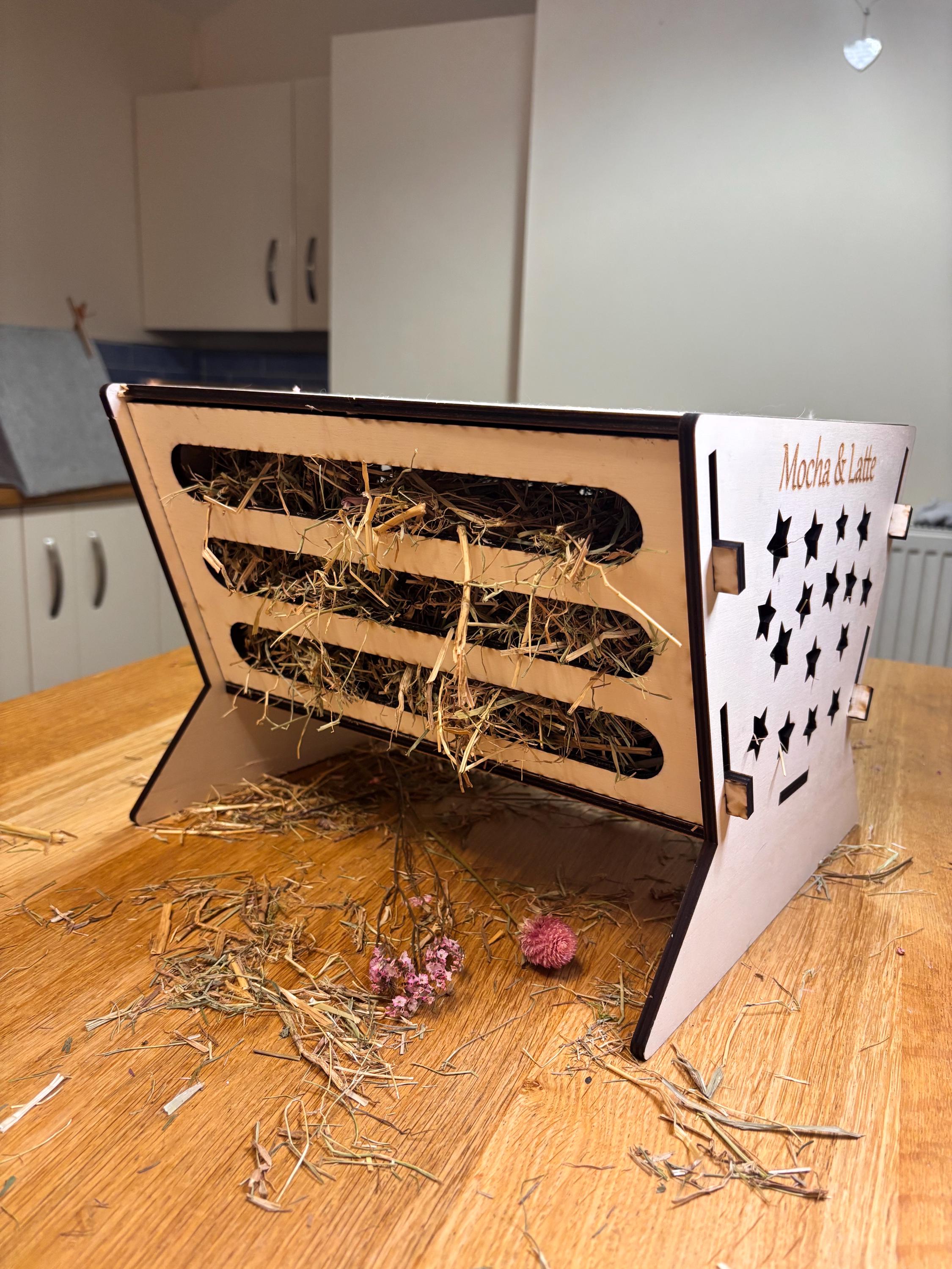 Rabbit Platform Hayfeeder Personalised with your rabbit's name