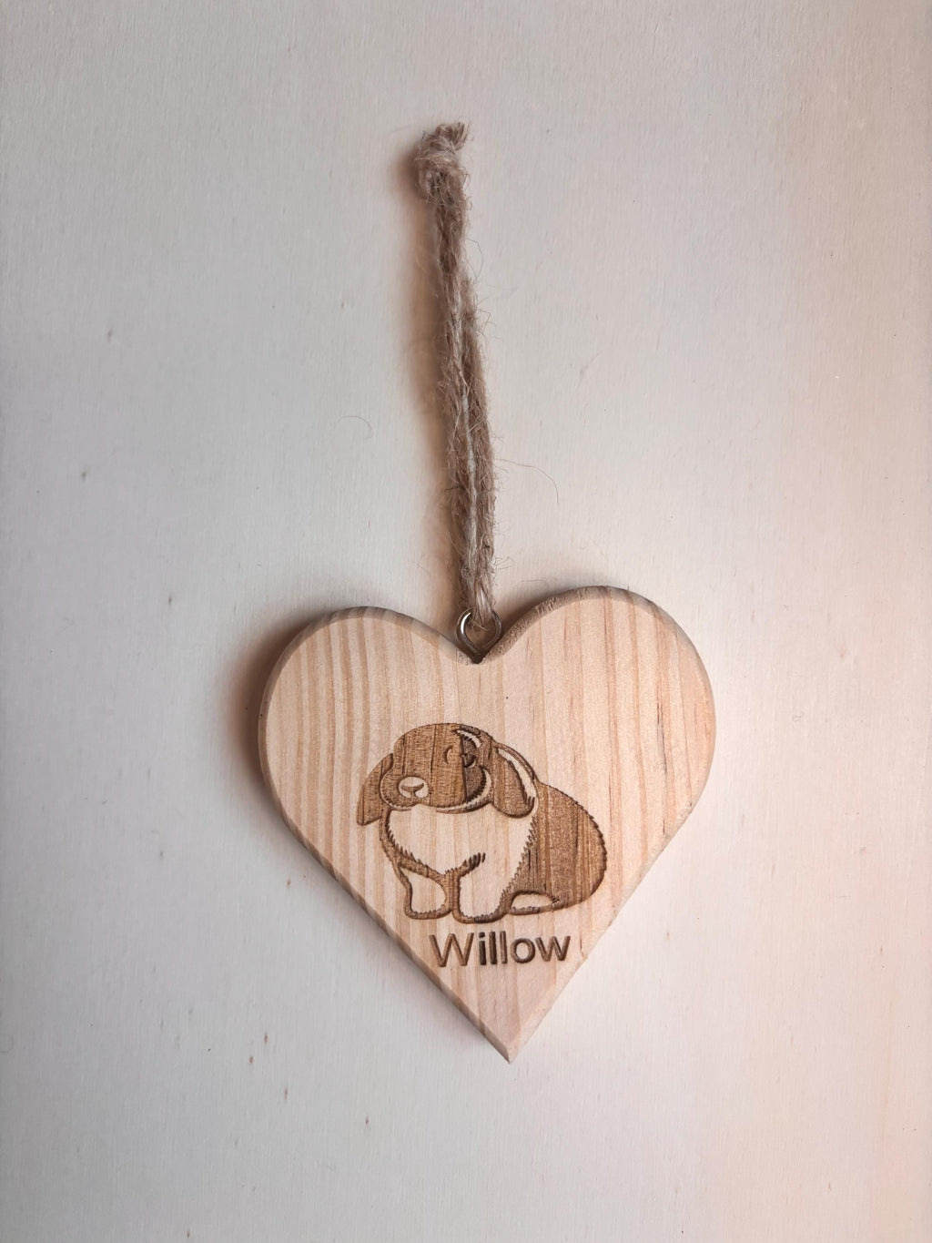 Personalised Pet Name Sign Plaque Rabbit Heart Wooden Sign Gift