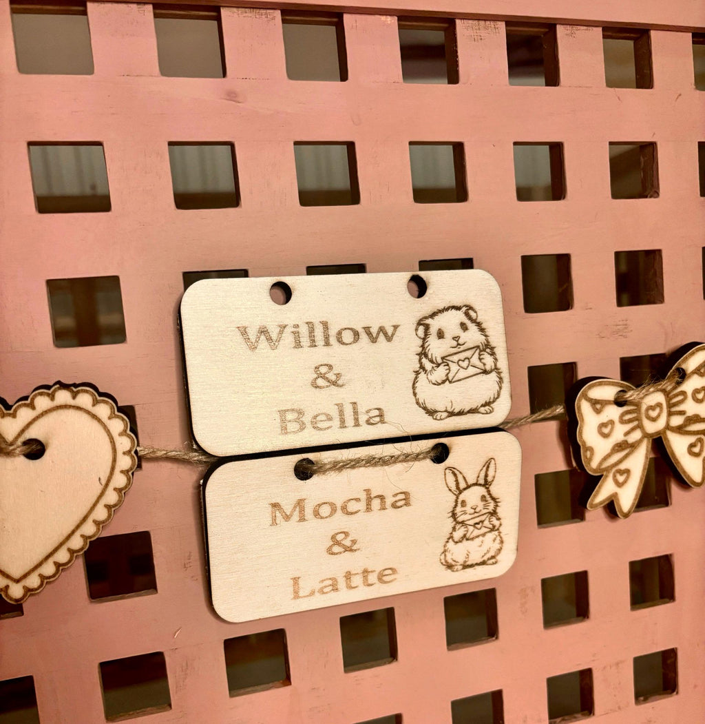 Personalised Guinea Pig and Rabbit Name sign & Cage Decoration Inspired by Valentine's Day - Formaldehyde Free Plywood | Custom