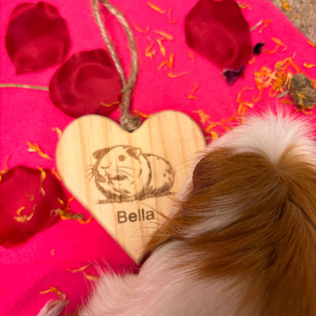 Personalised Pet Name Sign Plaque Guinea Pig Heart Wooden Sign Gift