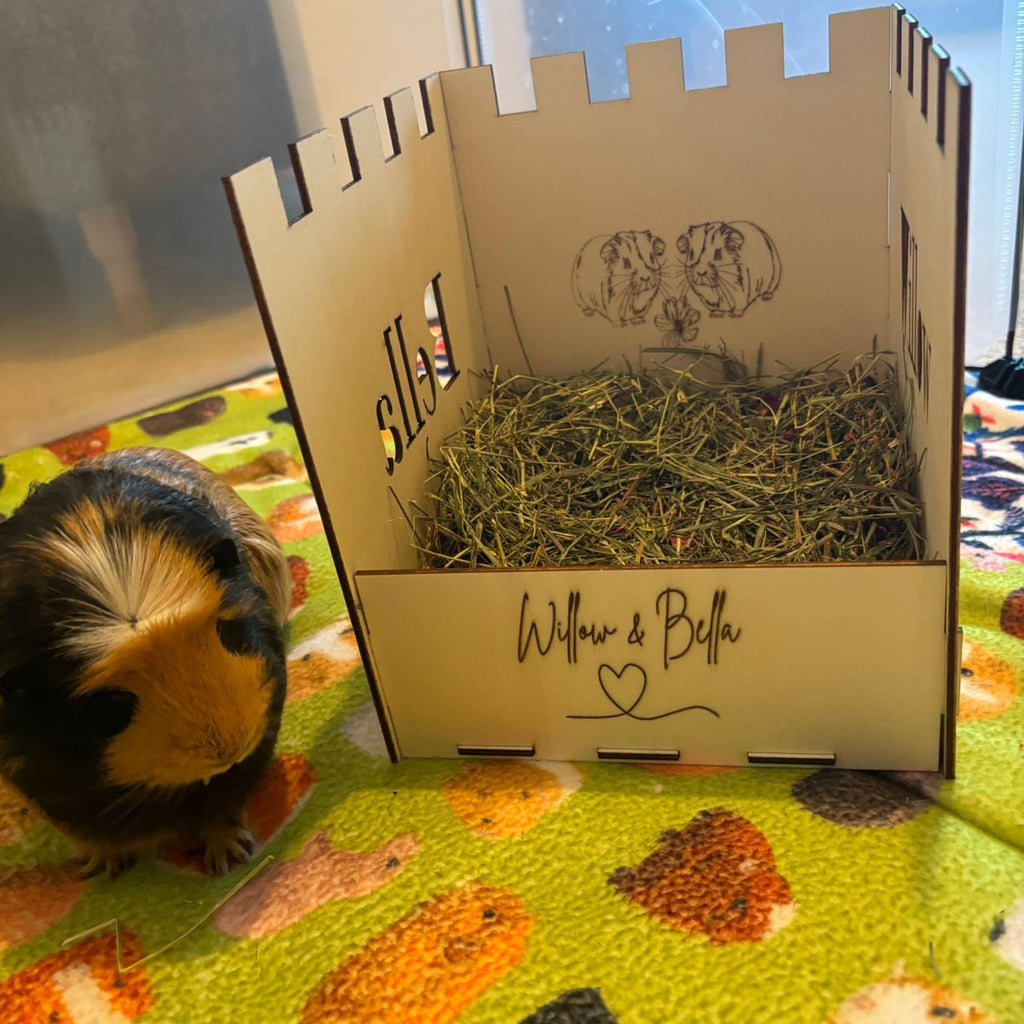 Small Animal Hay Feeder suitable for Guinea Pigs,  This hay feeder is personalised with your guinea pig's name on the side and front.