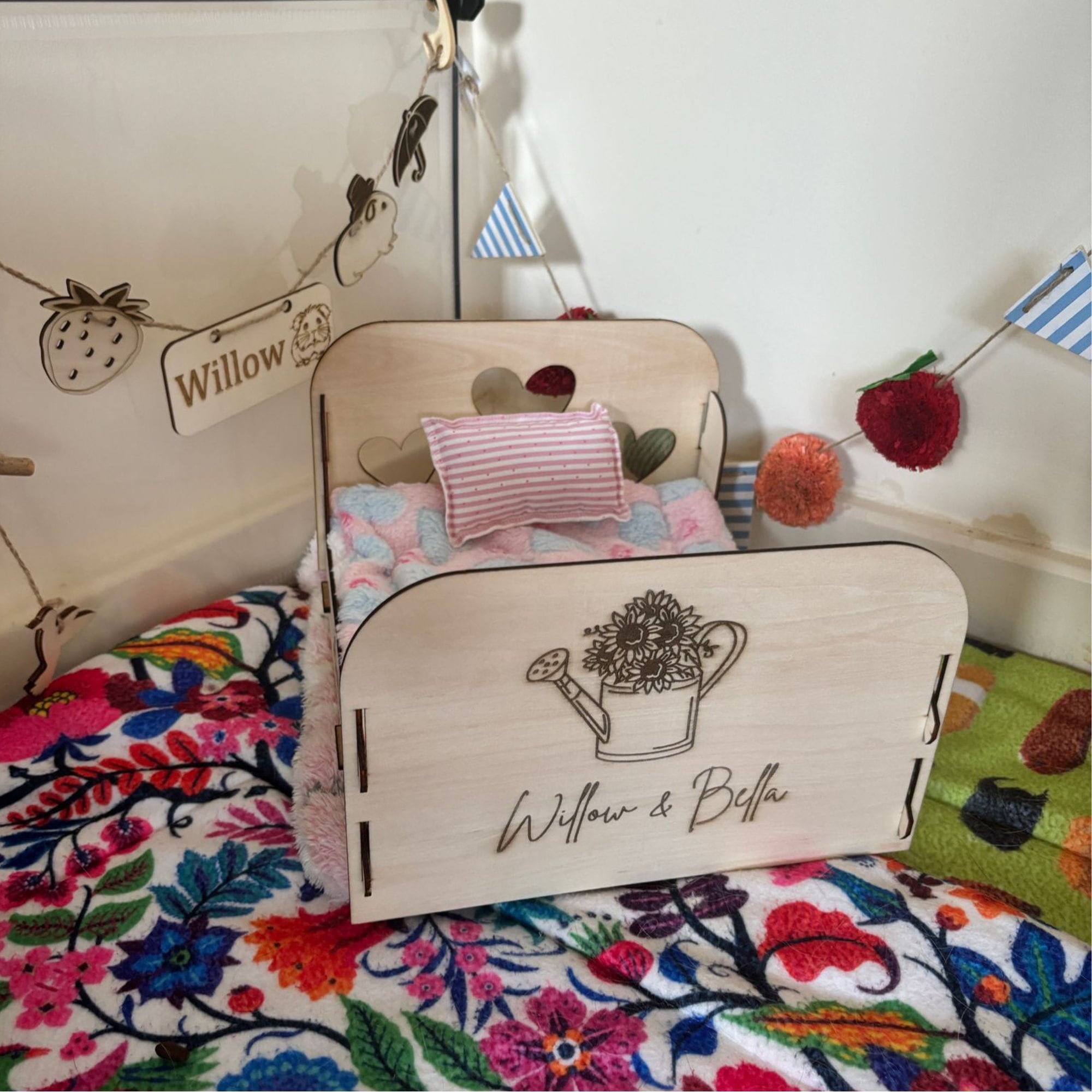 Small Animal Bed suitable for Guinea Pigs and Rabbits,  This Bed is personalised with your small animal's name on the side of the bed.