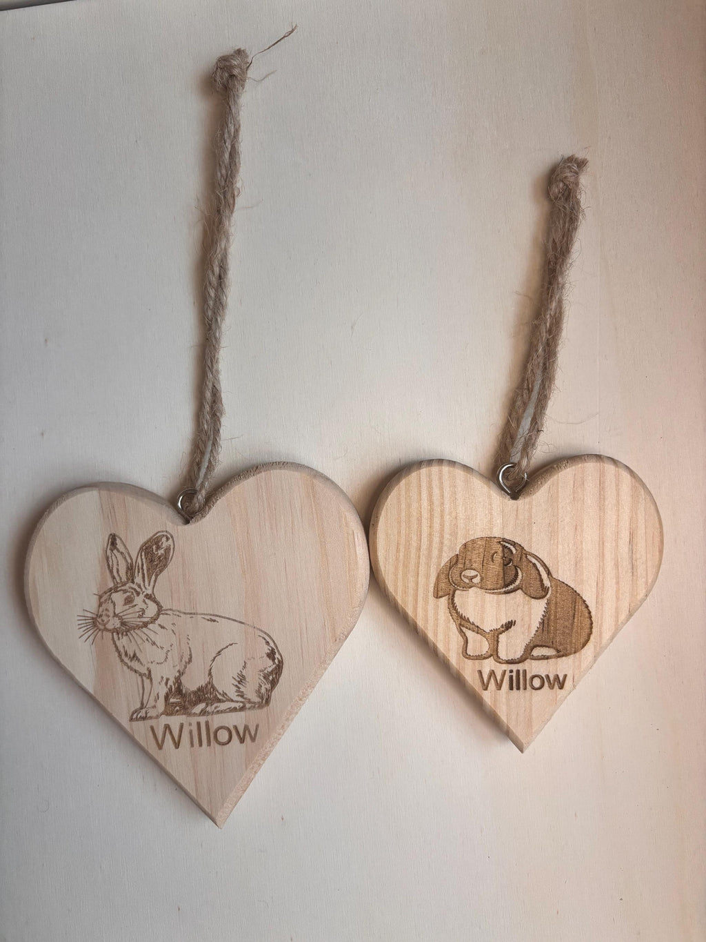 Personalised Pet Name Sign Plaque Rabbit Heart Wooden Sign Gift