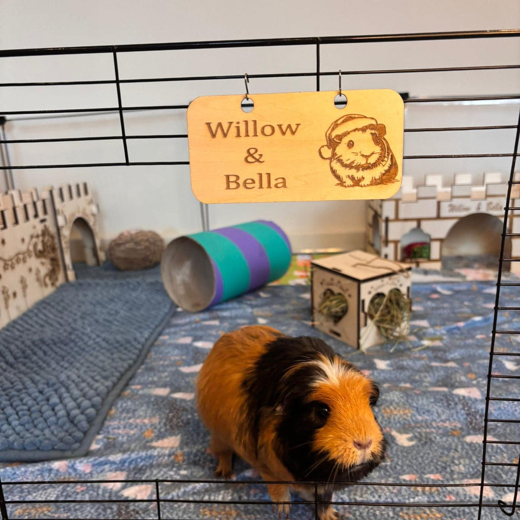 Personalized Christmas Guinea Pig Sign - Standard or Formaldehyde Free Plywood | Custom Using water-based paint and animal-friendly.