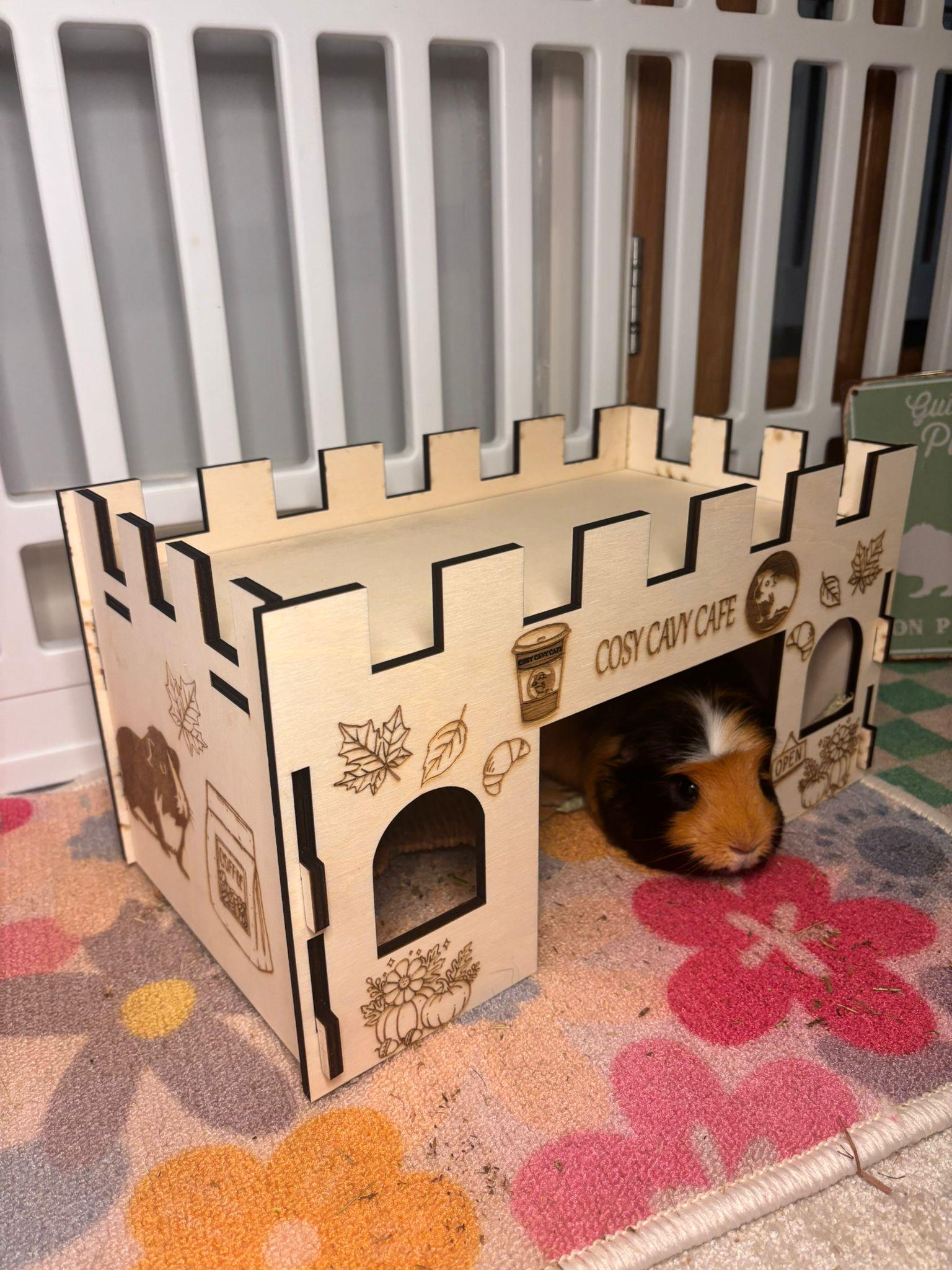 Guinea Pig Coffee Shop Hidey House - Formaldehyde Free, Non Toxic, Wooden, Slot Together & Modular