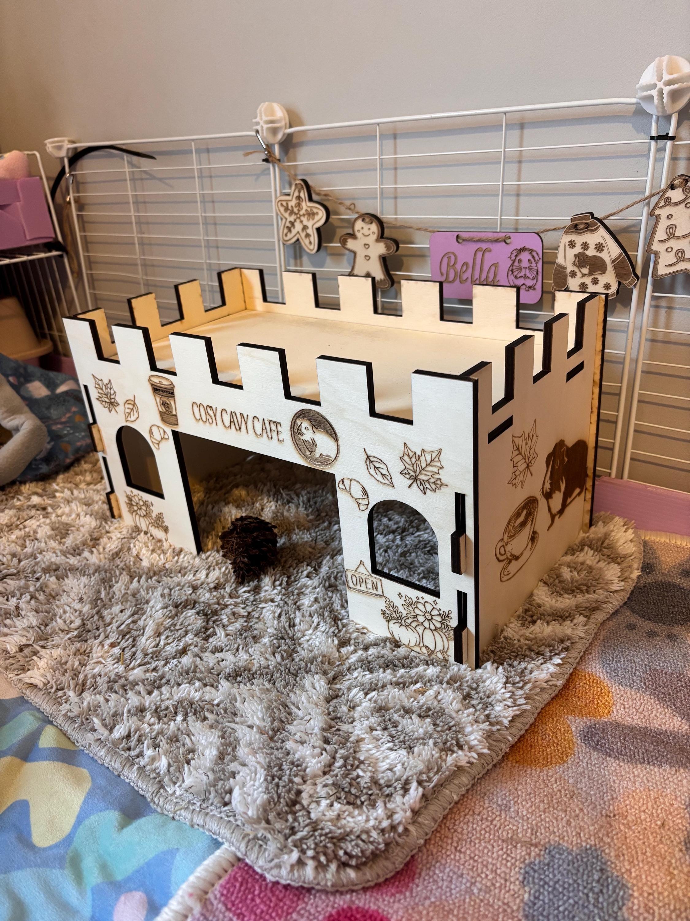 Guinea Pig Coffee Shop Hidey House - Formaldehyde Free, Non Toxic, Wooden, Slot Together & Modular