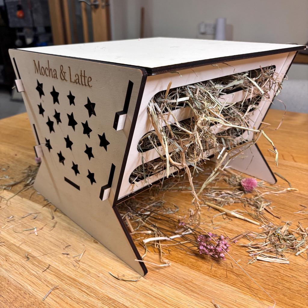 Rabbit Platform Hayfeeder Personalised with your rabbit's name