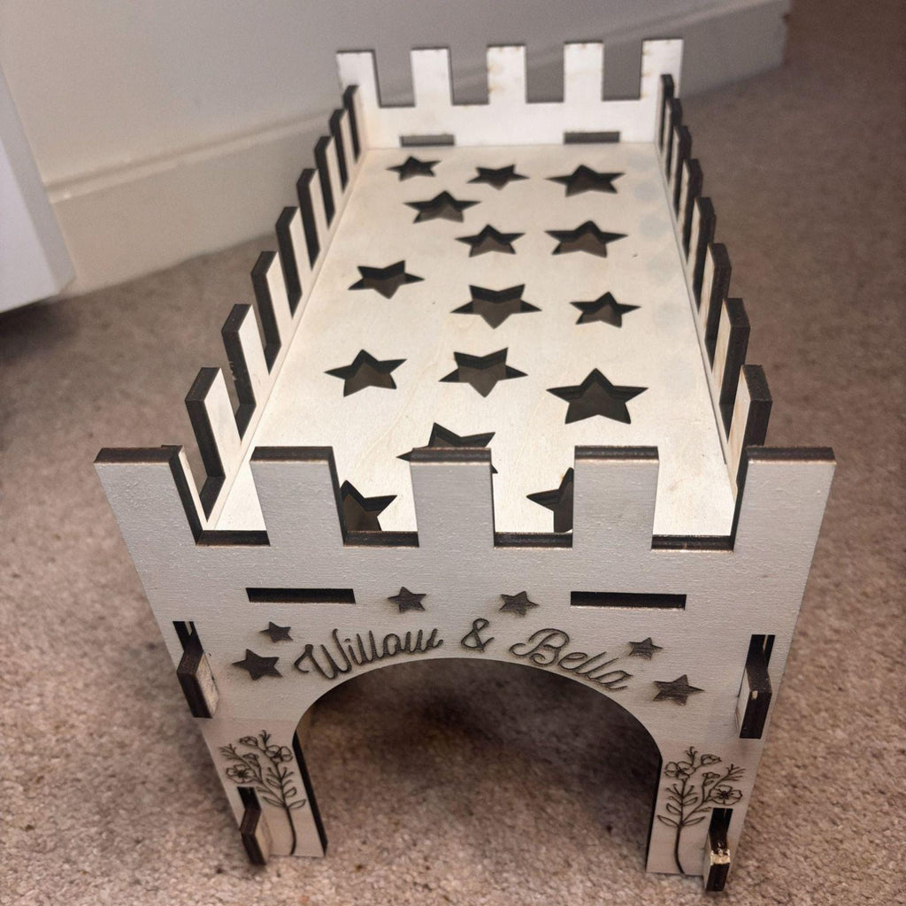 Guinea Pig Low Castle Kit Tunnel - Formaldehyde Free, Non Toxic, This Castle is personalised with your Animal name on the Front and side.