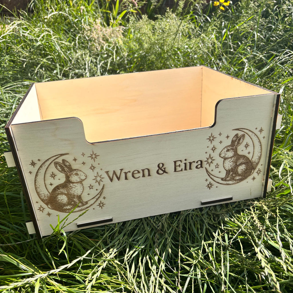 Animal Digbox suitable for Rabbits,  This Digbox is personalised with your rabbit's name on the front.