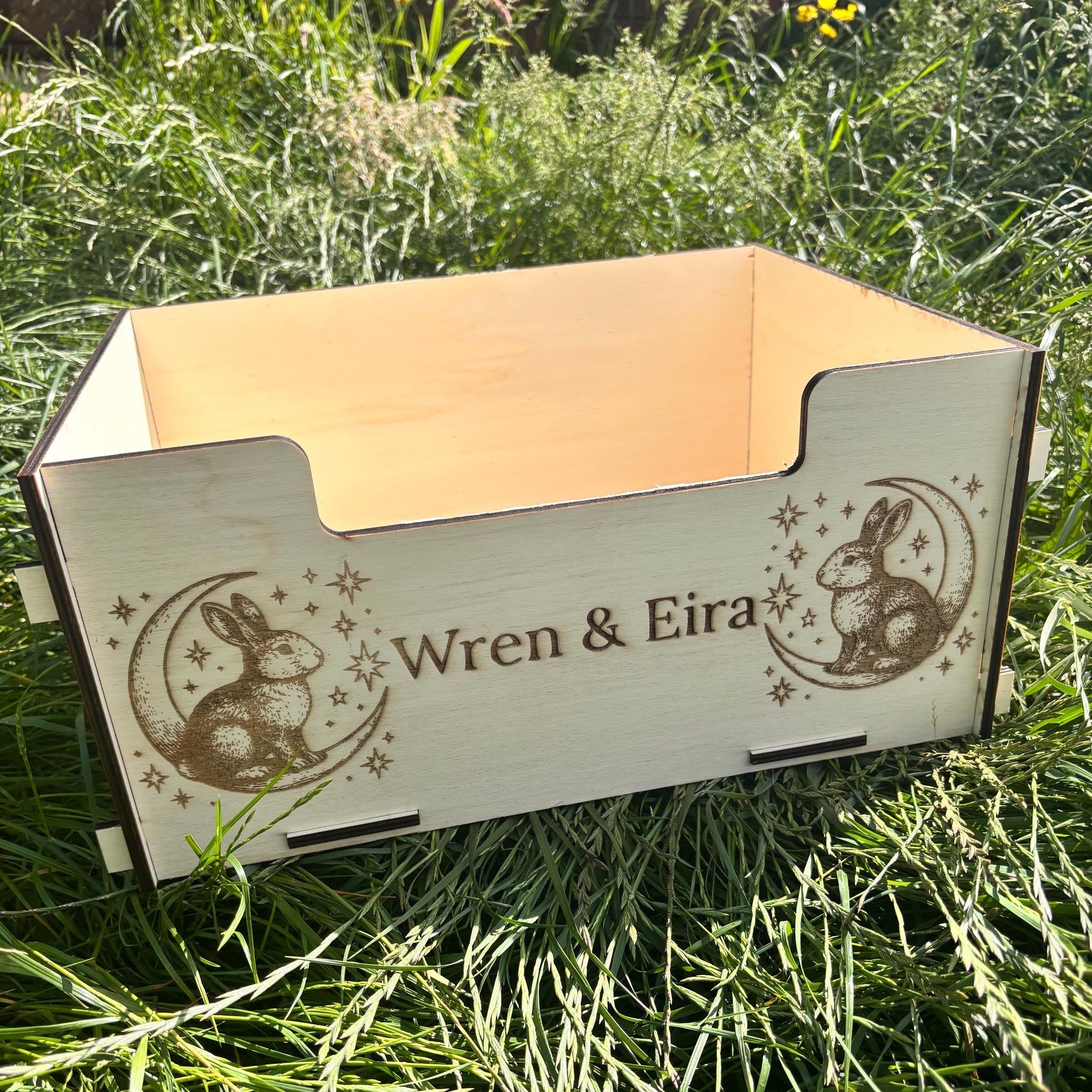 Animal Digbox suitable for Rabbits,  This Digbox is personalised with your rabbit's name on the front.