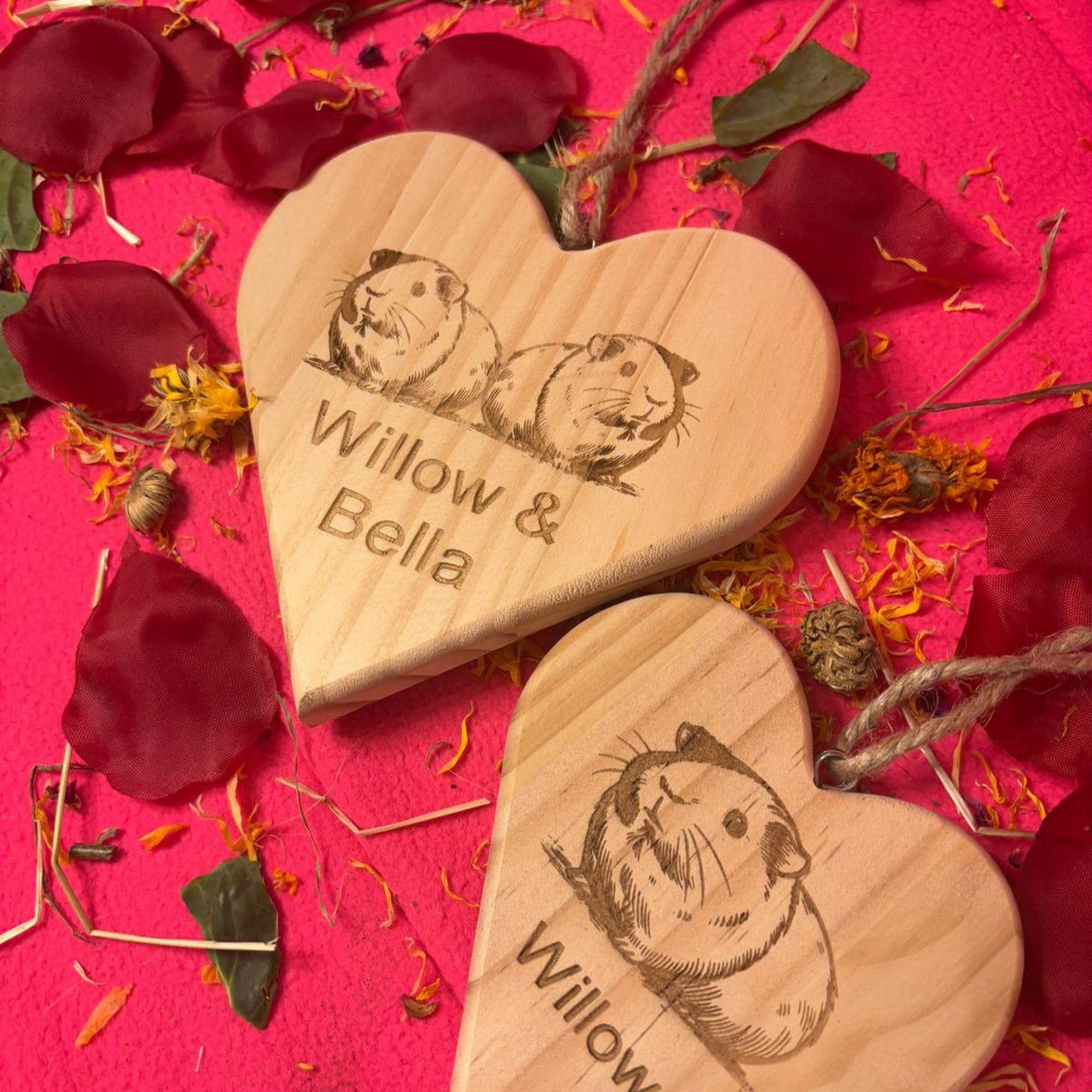 Personalised Pet Name Sign Plaque Guinea Pig Heart Wooden Sign Gift