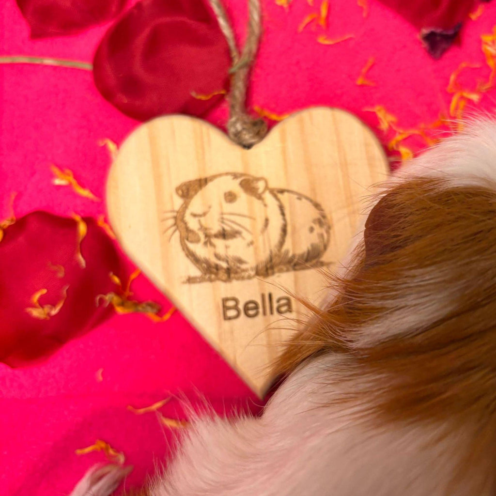 Personalised Pet Name Sign Plaque Guinea Pig Heart Wooden Sign Gift