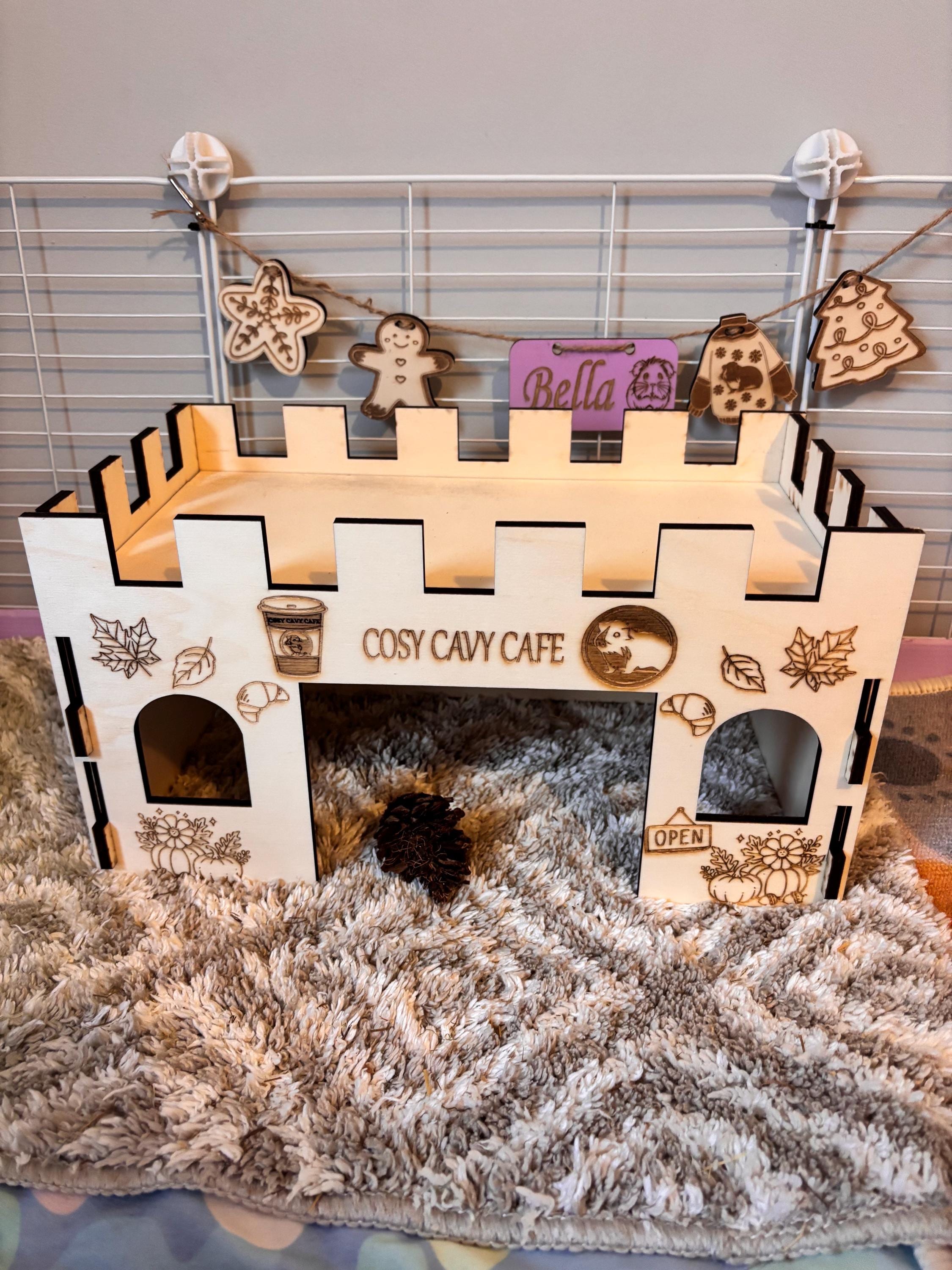 Guinea Pig Coffee Shop Hidey House - Formaldehyde Free, Non Toxic, Wooden, Slot Together & Modular