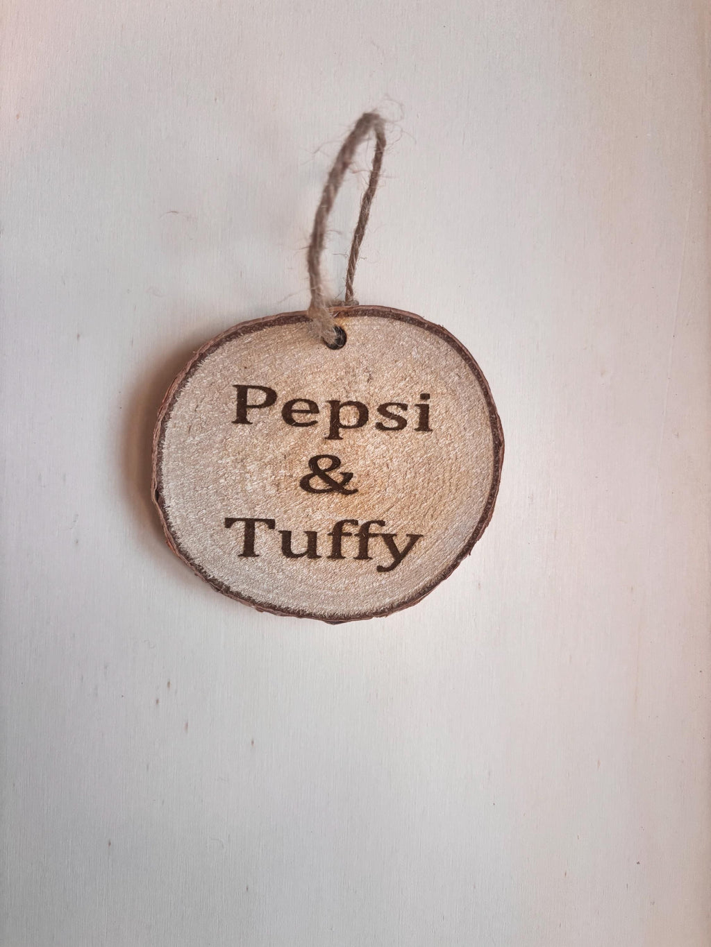 Wood log slice name sign for Rabbit Cage name sign