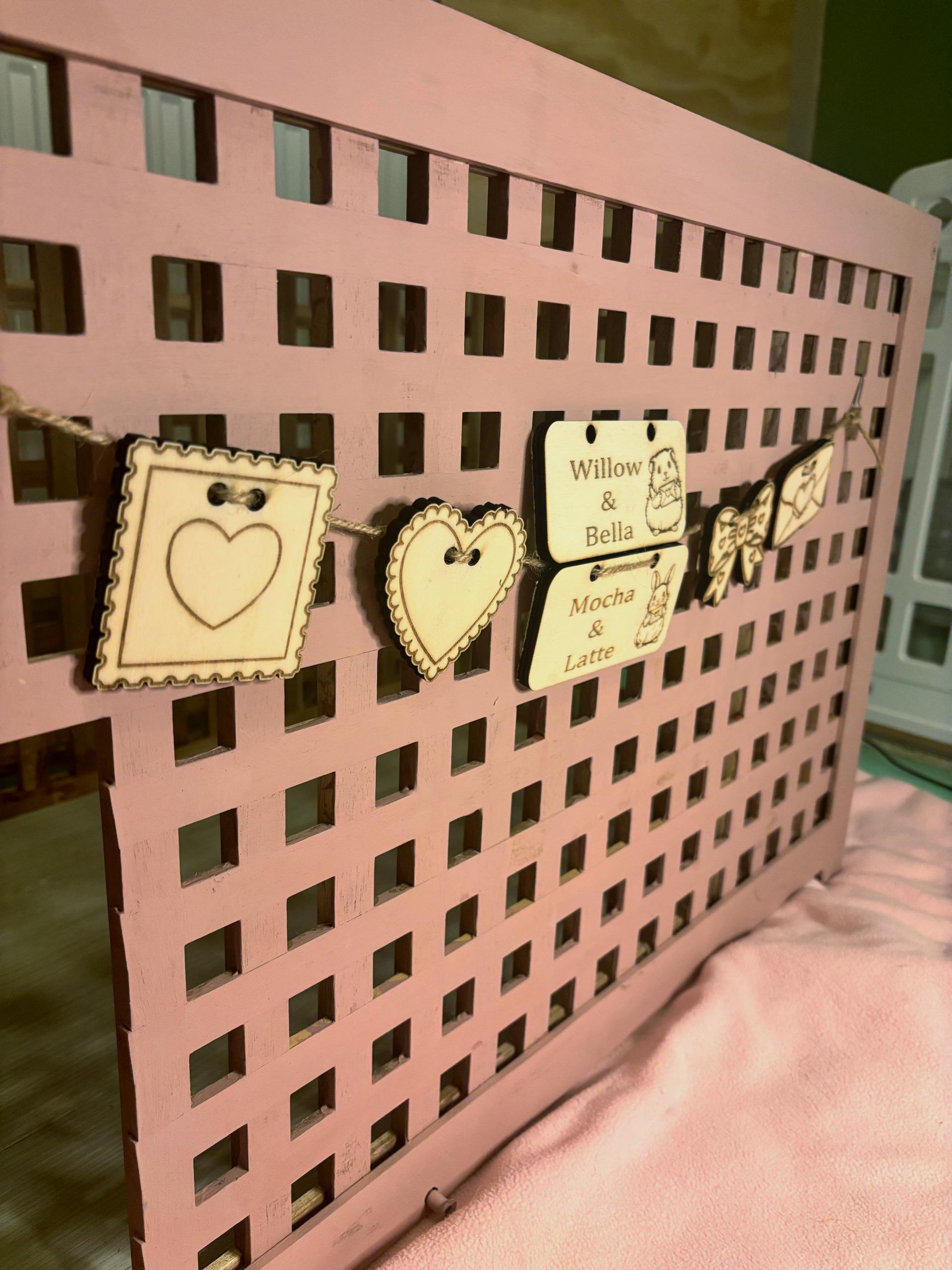 Personalised Guinea Pig and Rabbit Name sign & Cage Decoration Inspired by Valentine's Day - Formaldehyde Free Plywood | Custom