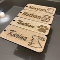 Personalised Wooden Animal Key Rings - Solid Wooden Engraved Custom Key Fob