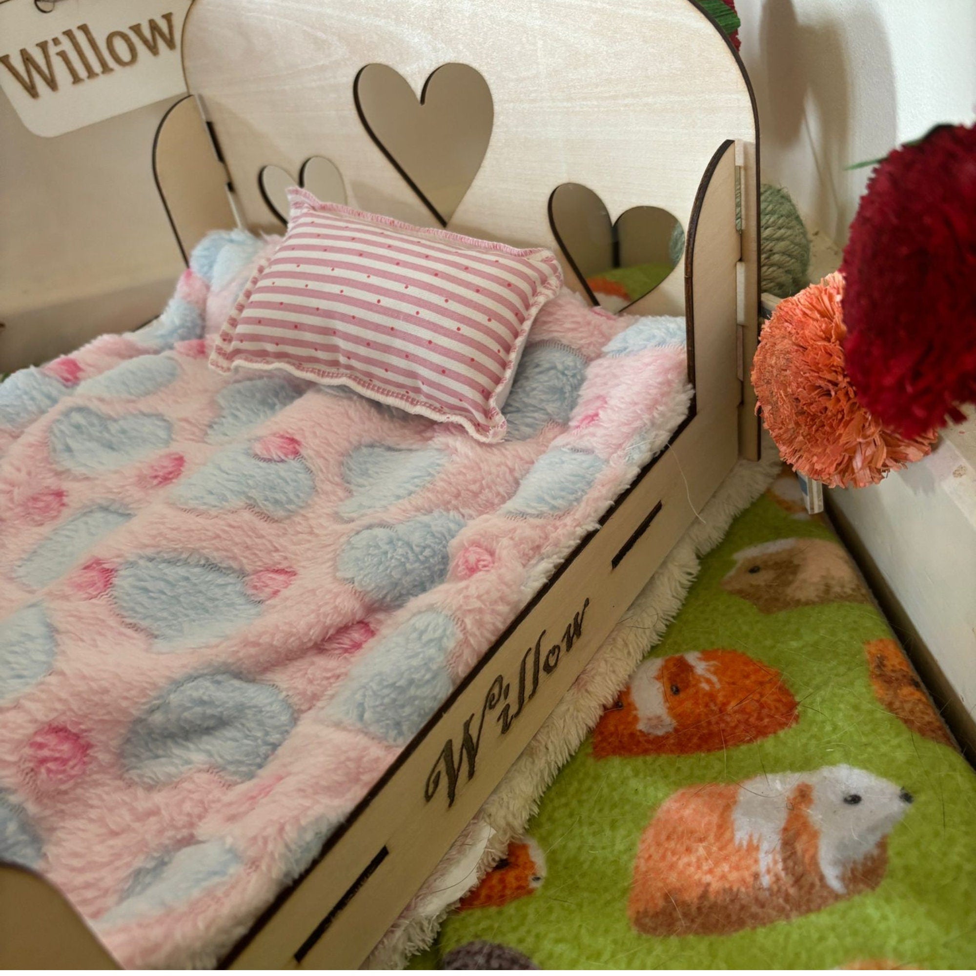 Small Animal Bed suitable for Guinea Pigs and Rabbits,  This Bed is personalised with your small animal's name on the side of the bed.
