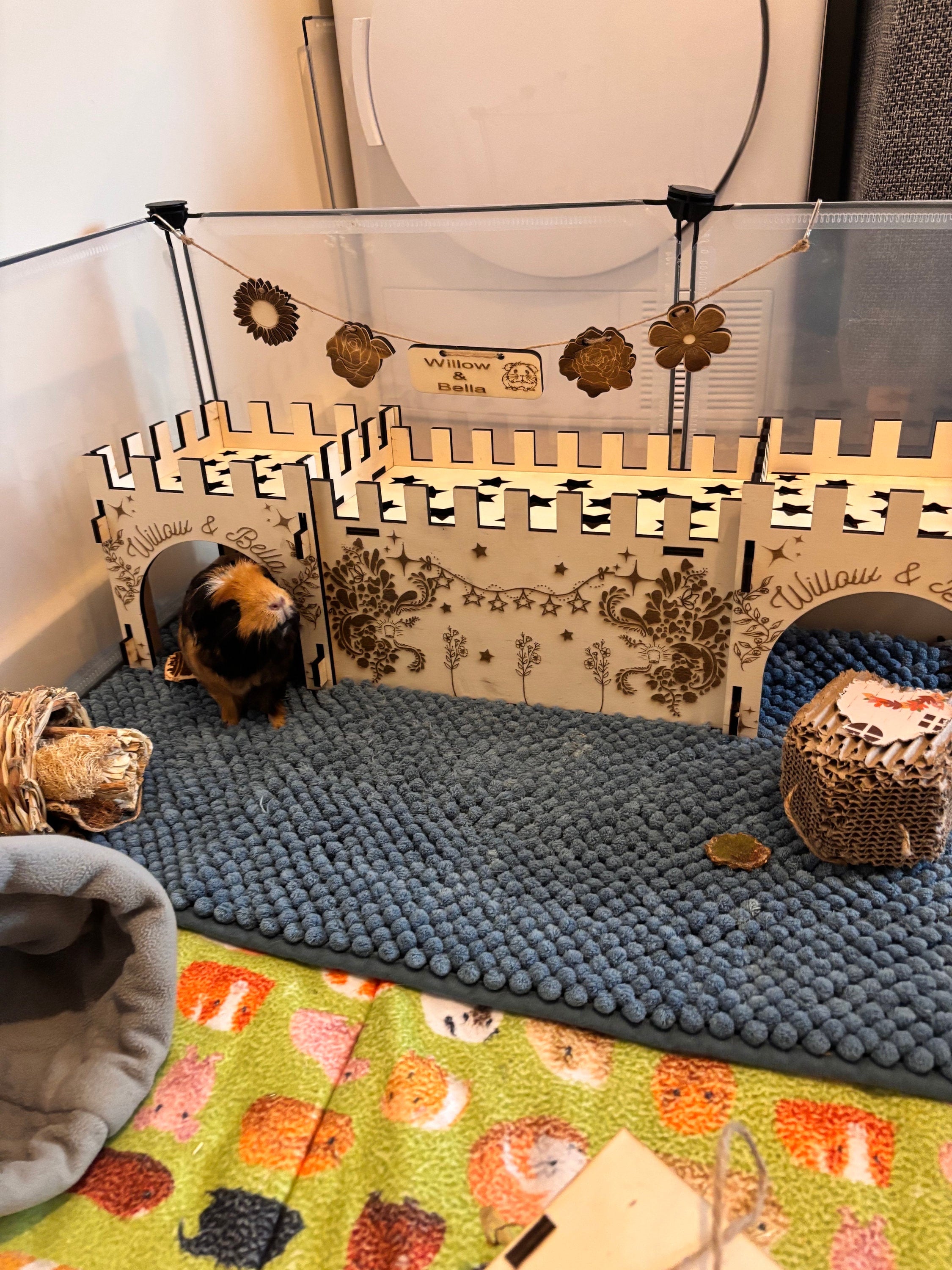 Guinea Pig Low Castle Kit - Formaldehyde Free, Non Toxic, This Castle is personalised with your Animal name on the Front and side.
