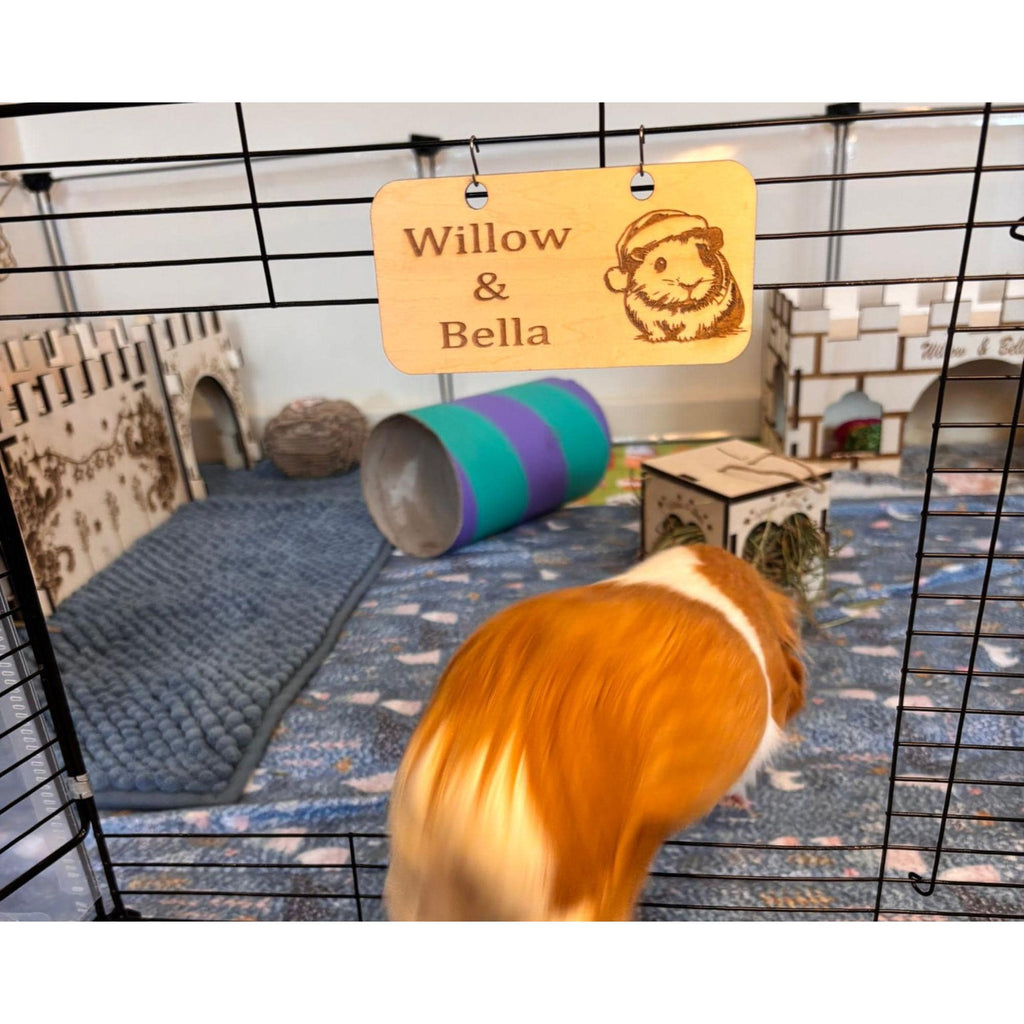 Personalized Christmas Guinea Pig Sign - Standard or Formaldehyde Free Plywood | Custom Using water-based paint and animal-friendly.