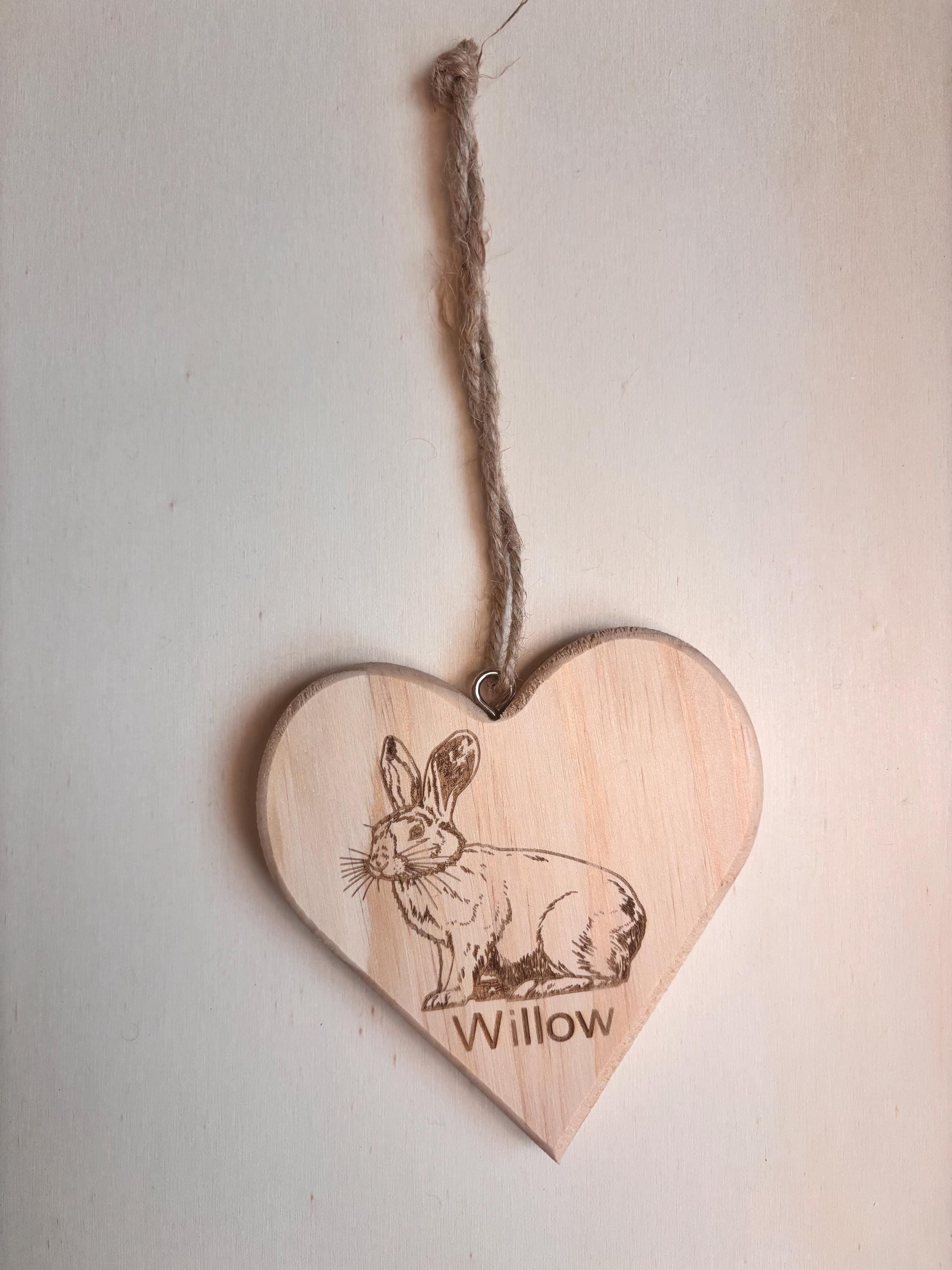 Personalised Pet Name Sign Plaque Rabbit Heart Wooden Sign Gift