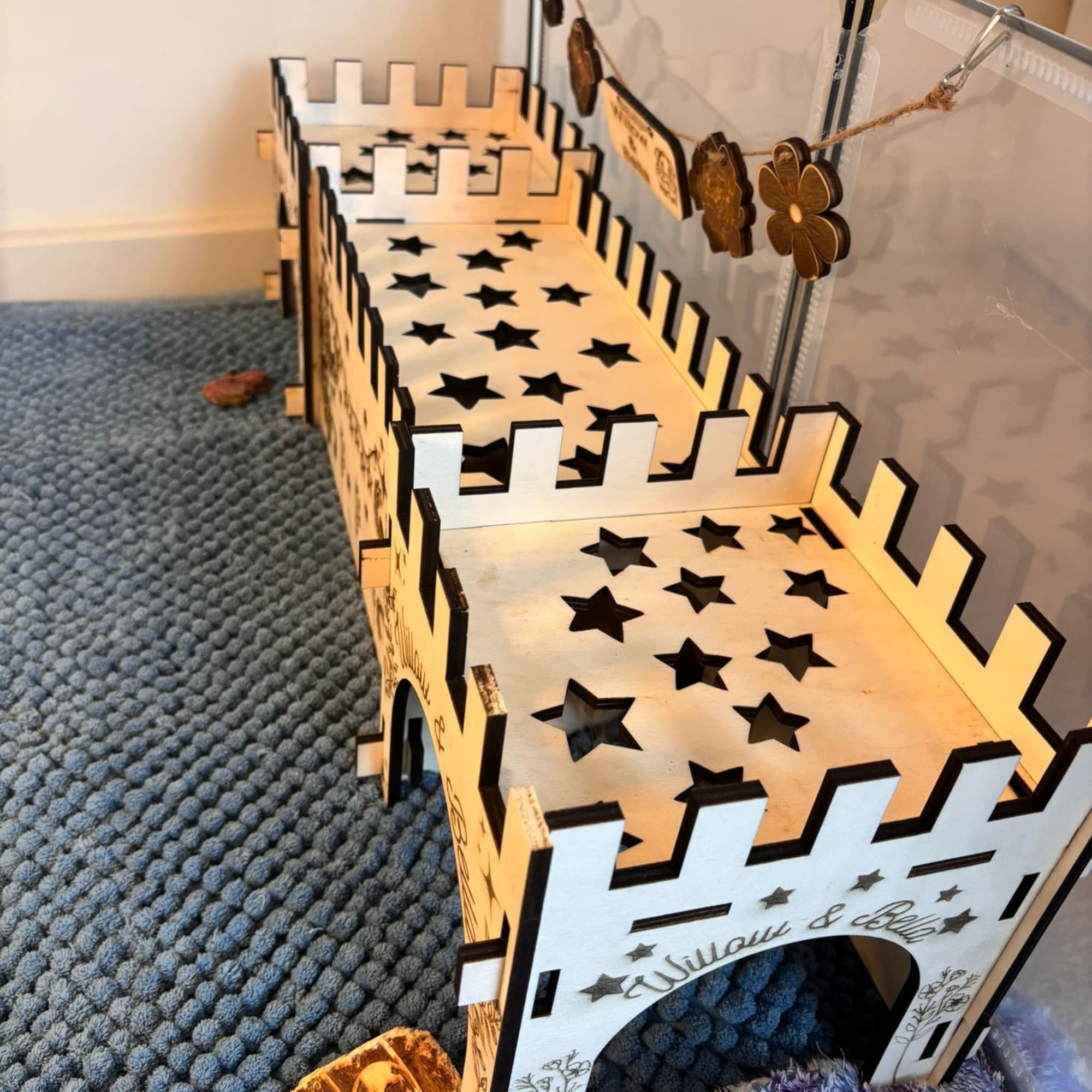Guinea Pig Low Castle Kit - Formaldehyde Free, Non Toxic, This Castle is personalised with your Animal name on the Front and side.