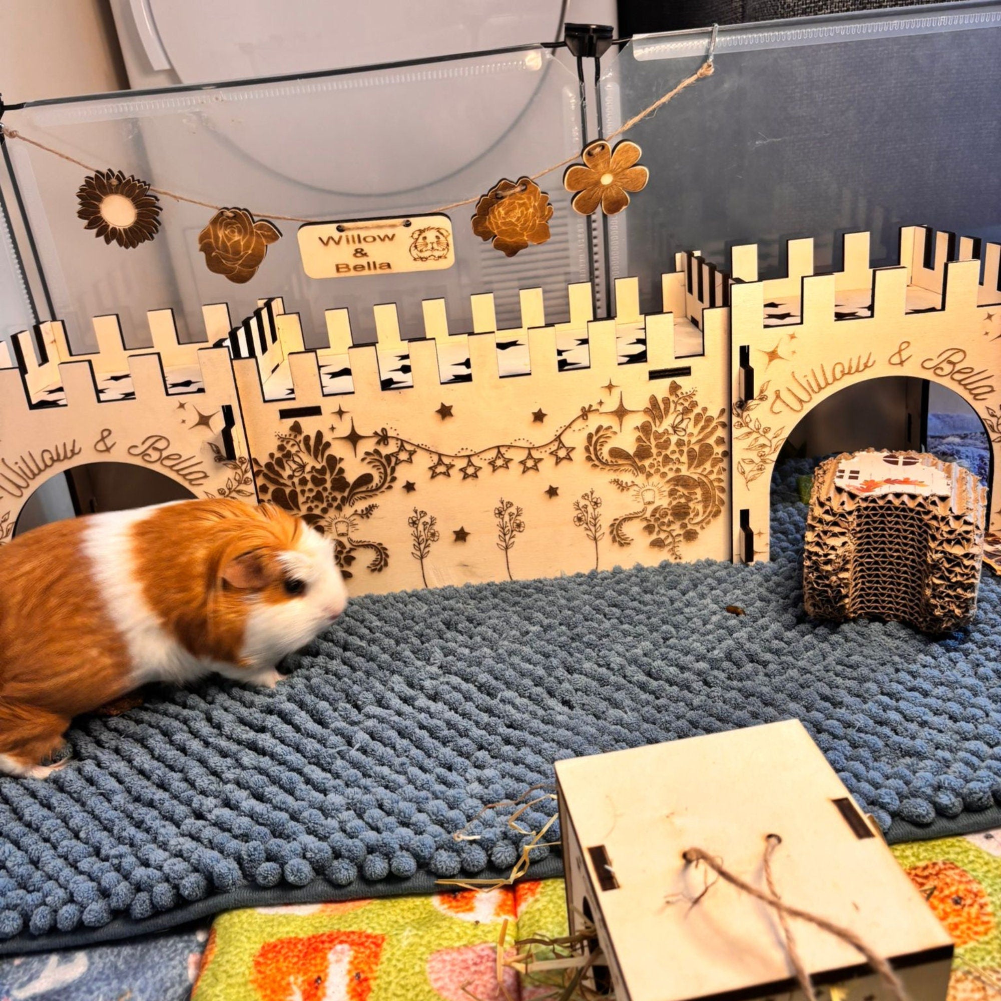 Guinea Pig Low Castle Kit - Formaldehyde Free, Non Toxic, This Castle is personalised with your Animal name on the Front and side.