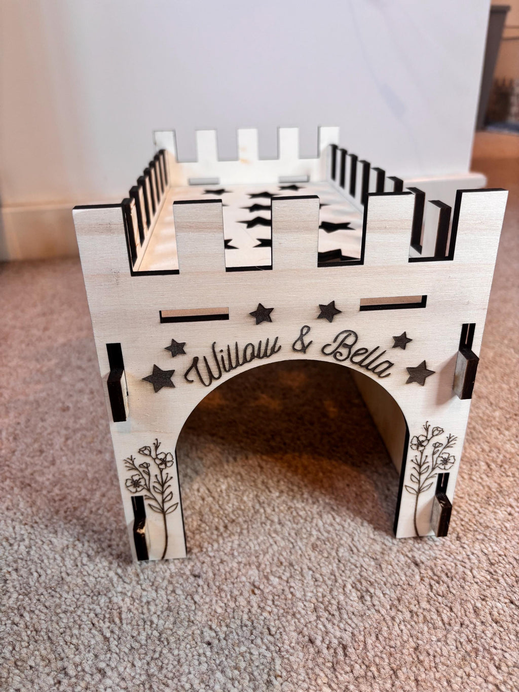 Guinea Pig Low Castle Kit Tunnel - Formaldehyde Free, Non Toxic, This Castle is personalised with your Animal name on the Front and side.